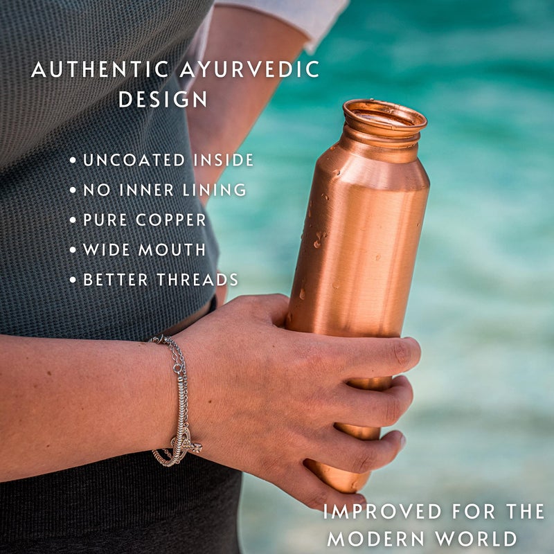 Kosdeg Copper Water Bottle - 16oz Vintage Modern Design - An Ayurvedic Copper Vessel For Drinking - Drink More Water, Lower Your Sugar Intake And Enjoy The Health Benefits - Image 5